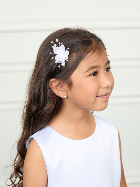 Girls Flower Hair Clips with Snap Clips - 6 Pairs/Pack